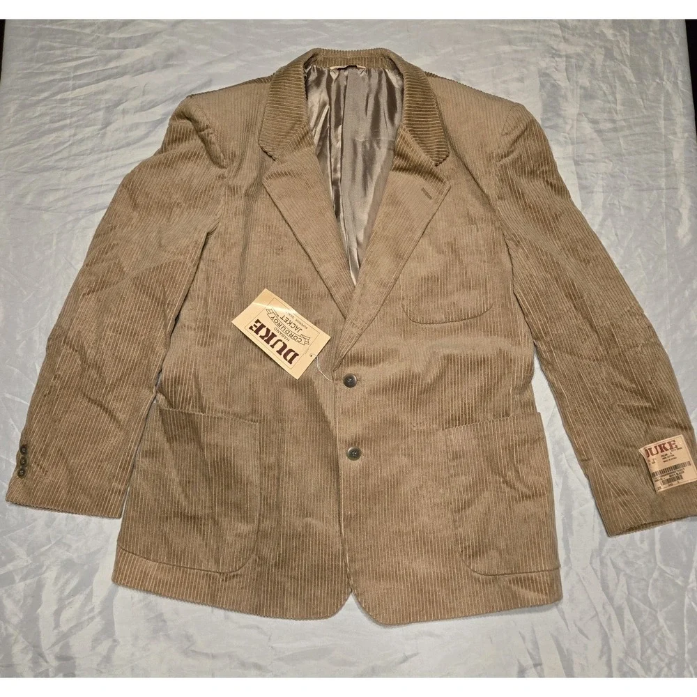 NWT Duke Haband Barrage 42R‎ Corduroy Mens Blazer Suit Jacket Brown Lined Luxe